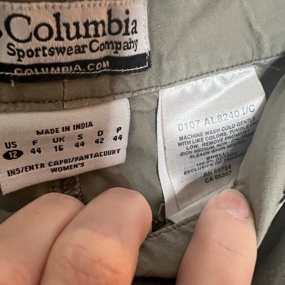 Columbia Womens Capri Pants Solid Brown Mid Rise Cargo Pockets 100% Cotton 12 - Picture 4 of 5